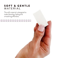 Artist's Choice mini triangle sponge for blush application with precise edge control.