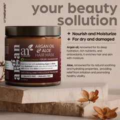Artnaturals Argan Hair Mask jar closeup showing creamy conditioning texture