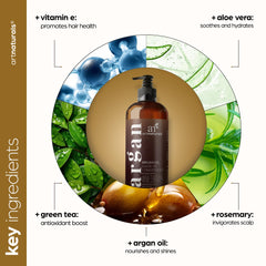 Artnaturals Argan Oil Leave-In Conditioner close-up highlights nourishing oils on strands.
