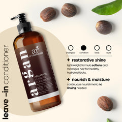 Artnaturals Argan Oil Leave-In Conditioner pump dispenses lightweight moisture for easy styling.