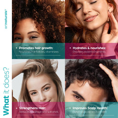 artnaturals Biotin Collagen Hair Oil label close-up highlights nourishing ingredients.