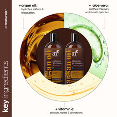 artnaturals bottle pump closeup highlights sulfate-free cleansing and hair compatibility.