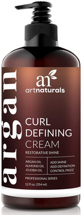 Artnaturals curl defining cream bottle defines curls with lightweight moisture and frizz control.