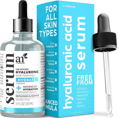ArtNaturals Hyaluronic Acid Serum bottle for deep hydration and smoother skin.