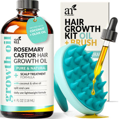 Artnaturals Rosemary Castor Hair Oil bottle highlights nourishing formula for fuller-looking hair