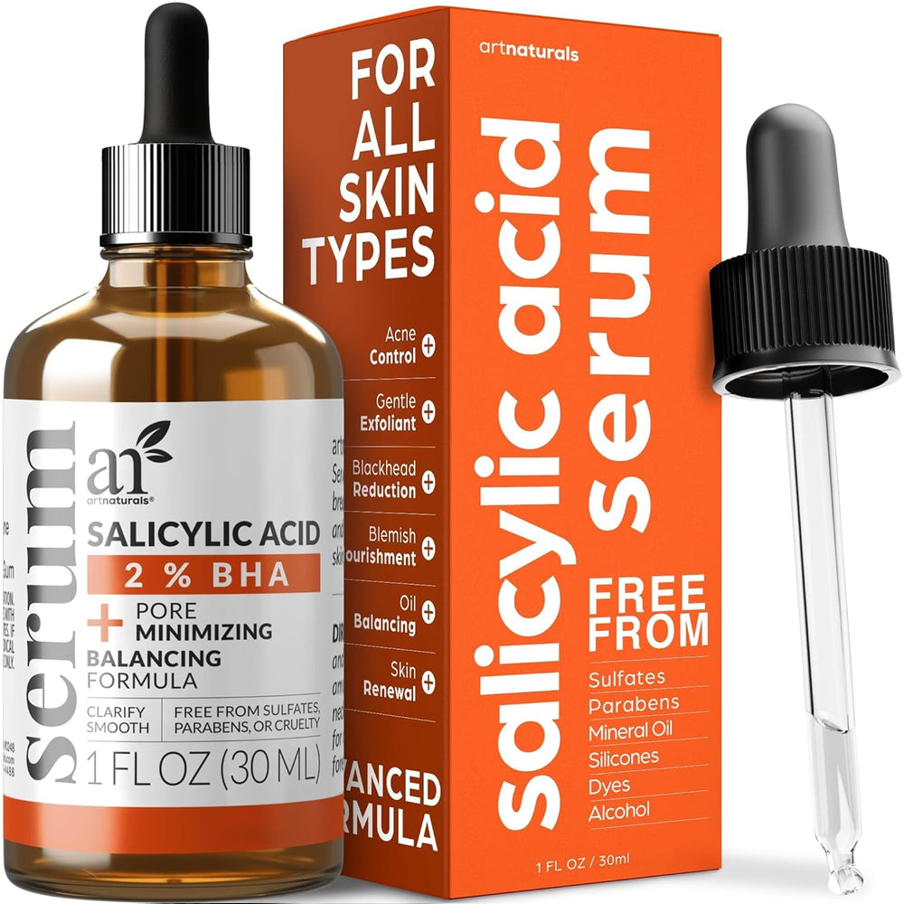 artnaturals Salicylic acid Serum bottle showing pore-refining, oil-control benefits.