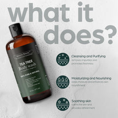 Artnaturals Tea Tree Oil Body Wash suds and lather creating a deep cleansing experience.