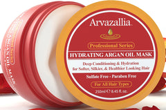 Arvazallia hair mask cream texture close-up highlights creamy conditioning.