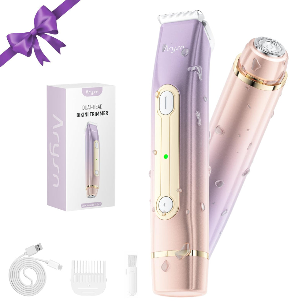 Arysn Bikini Trimmer dual head for versatile grooming on face, body, and bikini areas.