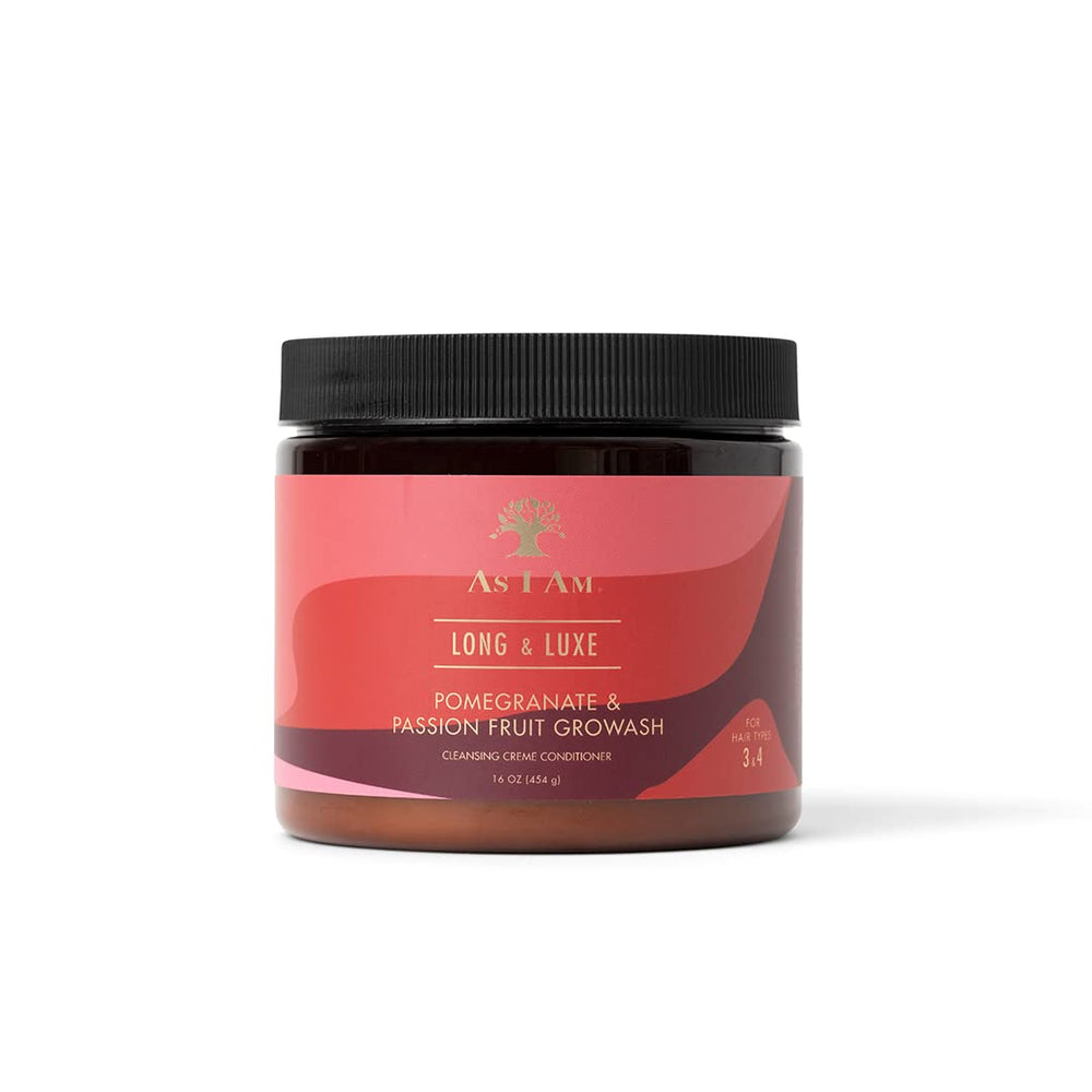 As I Am Long and Luxe Growash bottle with creamy conditioning for nourished hair