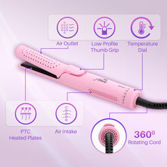 Asani 360° Airflow Styler pink rounded titanium plates glide smoothly