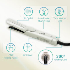 Asani 360° Airflow Styler titanium plates deliver smooth glide for curling and straightening.