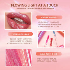 Aseawave lip gloss nine colors palette showcases versatile daily looks.