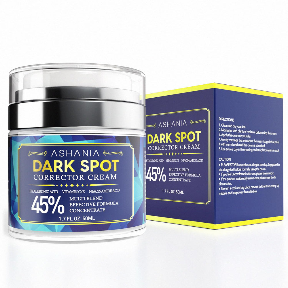 Ashania Dark Spot Corrector bottle closeup, easy daily-use skincare for a smoother look