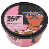 Ashanti Naturals Pink Kisses Souffle jar closeup shows creamy whipped shea butter for dry skin.