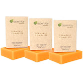 Aspen Kay Naturals turmeric soap bar packaging closeup showing natural ingredients