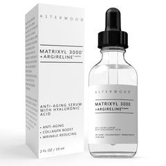 Asterwood Matrixyl 3000 + Argireline serum bottle for daily anti-aging care.