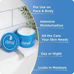 Astral Moisturising Cream 50ml application demonstrates gentle, smooth routine