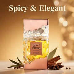 Ateeq Cologne woody base emphasizes vanilla orchid and cedarwood for lasting impression