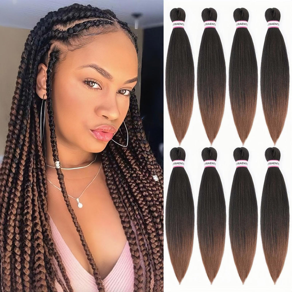 ATRAENTE pre-stretched braiding hair ombre 18in pack8 for a full-head install