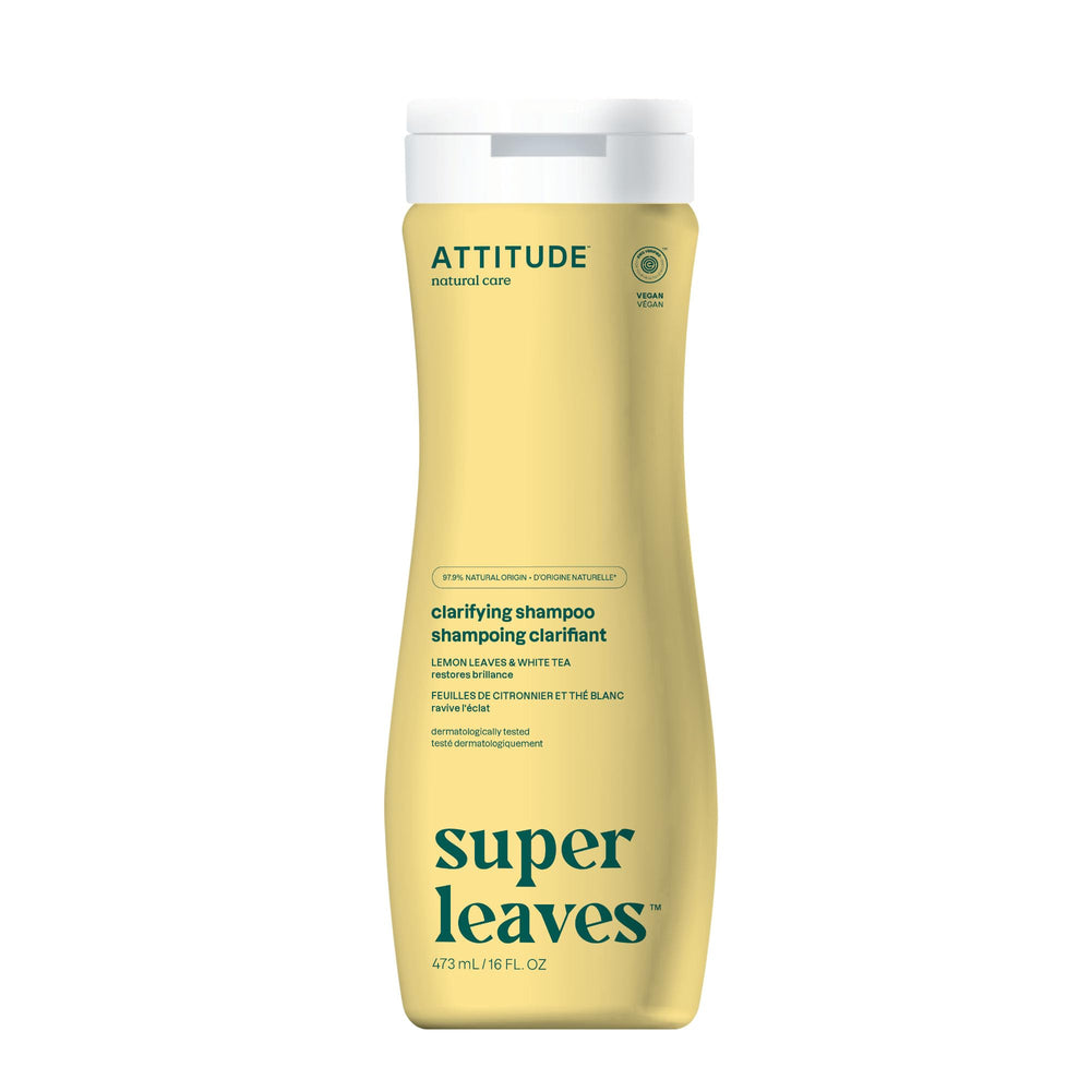 ATTITUDE Clarifying Shampoo bottle front shows vegan formula for refreshed scalp
