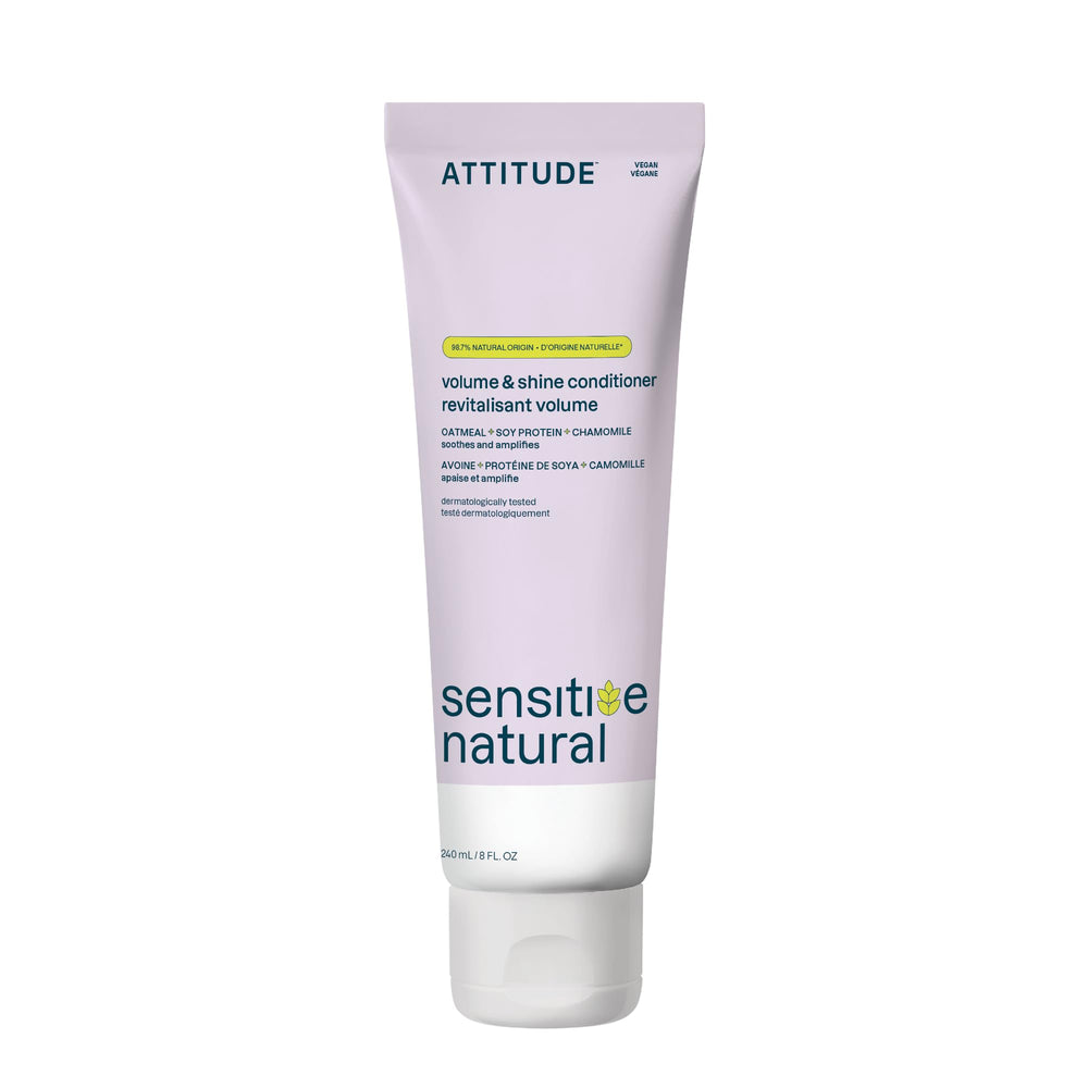 ATTITUDE Volume & Shine conditioner bottle 8oz showing volumizing formula for fine hair.