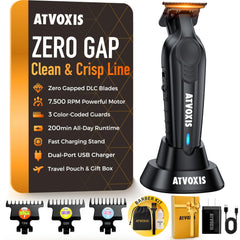 ATVOXIS hair trimmer DLC blade close-up for sharp, cool, precise grooming.