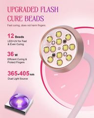 Auduto UV LED nail lamp side view in pink highlighting sleek profile