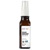 Aura Cacia Rosehip Oil bottle pour for daily facial hydration.