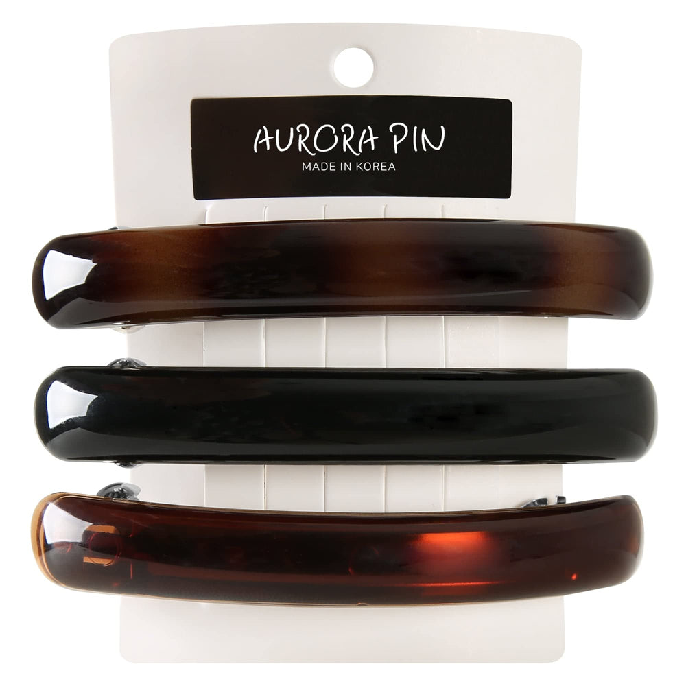 Aurora Pin tortoise-shell clip in brown tort, secure updo hold.