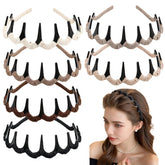 Diadema Auseibeely Zigzag con dientes, vista frontal, sujeción segura para entrenamientos.