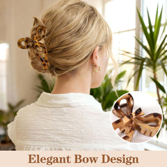 Auseibeely bow clip tortoise-shell half-up wear demonstrates versatile styling.