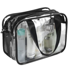 Auseibeely clear toiletry bag front view showing spacious interior for organized packing.