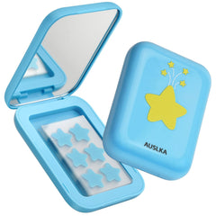 AUSLKA Star Pimple Patches compact mirror in glossy blue, ideal for on-the-go touch-ups.