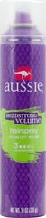 Aussie Headstrong Volume Spray mist evenly dispenses for lasting lift.