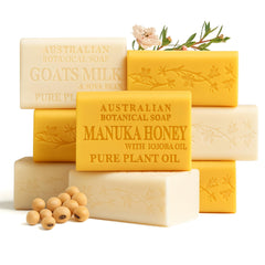 Australian Botanical goats milk soap closeup shows creamy lather and gentle cleansing.