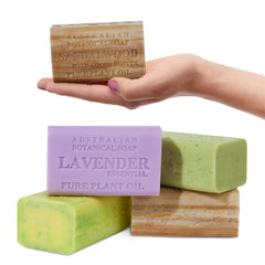 Australian Botanical Soap Essential Medley Eucalyptus Lemon bar for refreshing daily cleanse.