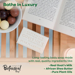 Australian Botanical Soap goat milk bar lather demonstrates rich cleansing foam for a smooth shower.