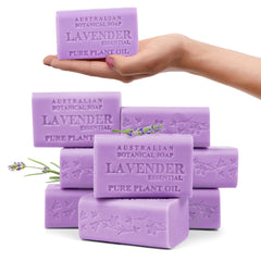 Australian Botanical Soap lavender-bar-closeup highlights gentle cleansing and calming lavender aroma