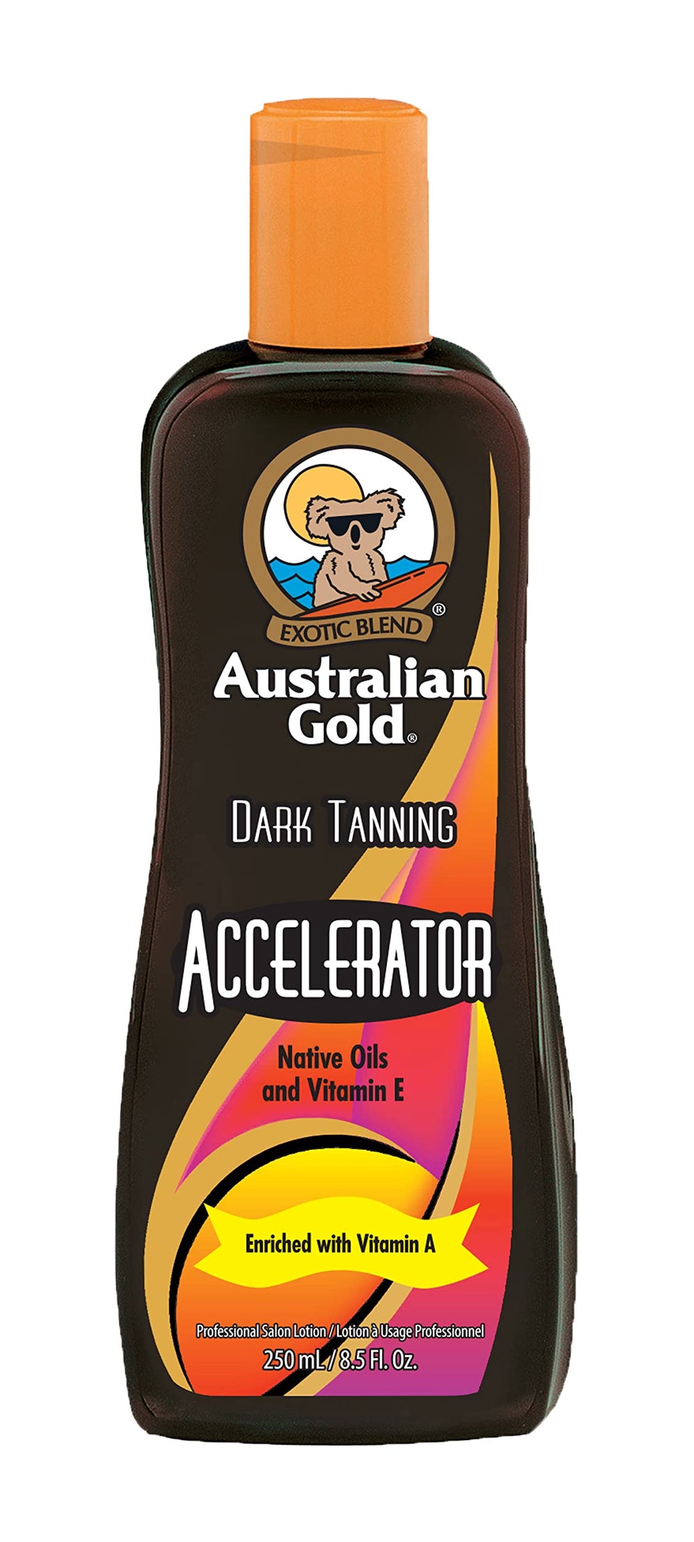 Australian Gold Dark Tanning Accelerator Lotion bottle boosts sun-kissed color.