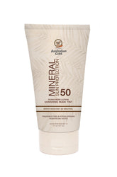 Australian Gold Mineral SPF 50 with vanishing nude tint blends naturally for all skin tones.