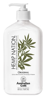 Australian Gold Original Hemp Nation tan extender bottle supports daily hydration and longer-lasting tan.