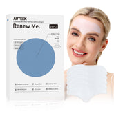 Auteek forehead wrinkle patches packaging highlights easy to use anti wrinkle solution.