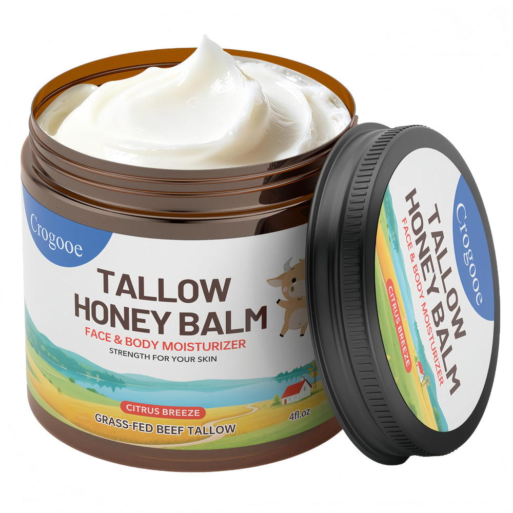 Auteli beef tallow whipped balm jar showing rich texture for deep hydration