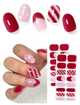 AutyaMee semi-cured nail strips in Christmas red French packaging offer home manicure convenience.