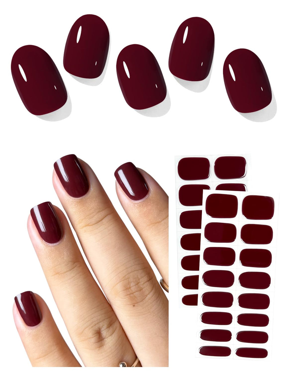 AutyaMee wine red N02 nail strip close-up for precise, smooth application.