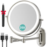 Auxmir 8-inch dual-sided mirror shows 1x/20x magnification for precise makeup