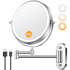 Auxmir wall-mounted makeup mirror with extended arm for versatile viewing angles during makeup