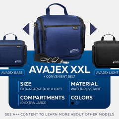 AvaJex extra-large hanging toiletry bag strap attachment for easy carry