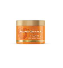 Avalon Organics Vitamin C gel cream jar closeup for hydration and radiant glow.
